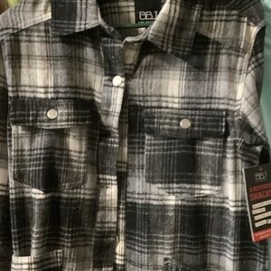 BBJ‎ Women's Black and White Plaid Jacket, Medium, full button, New
